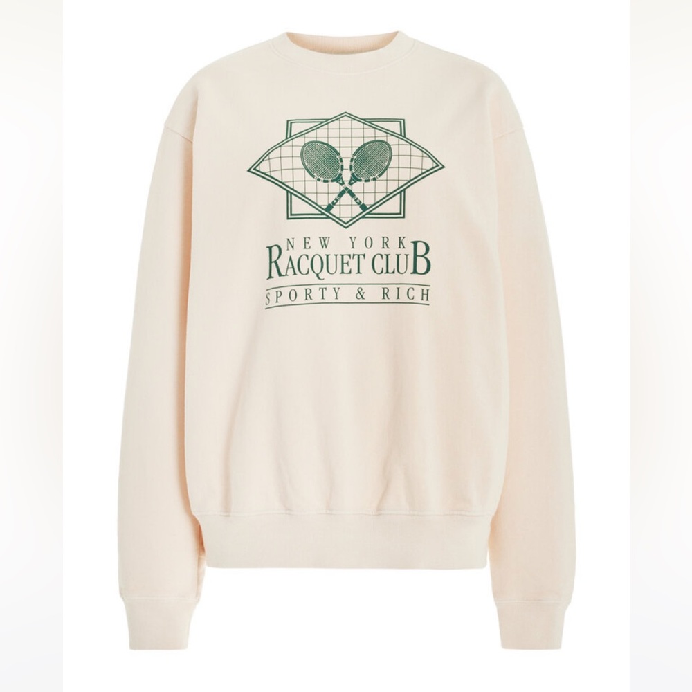 Sporty & Rich Cream Sweatshirt with Green Print
